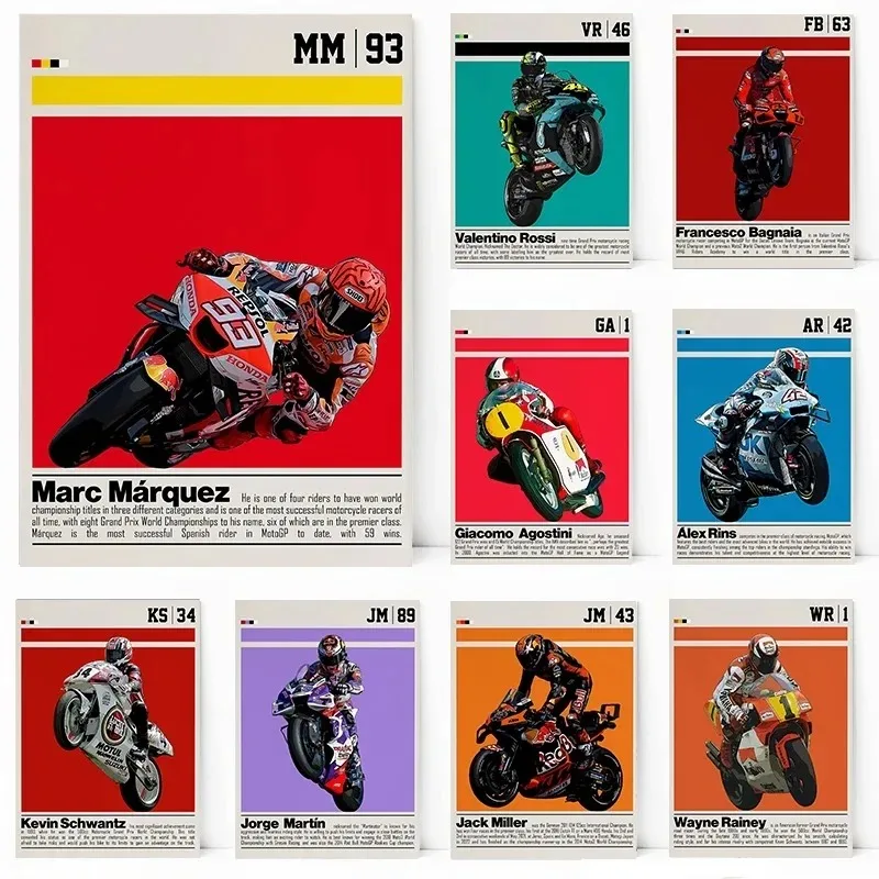 Modern Motorcycle Racing Sports Celebrity Wall Art for MotoGP Fans Canvas Painting Poster Decor for Bedroom Living Room Office