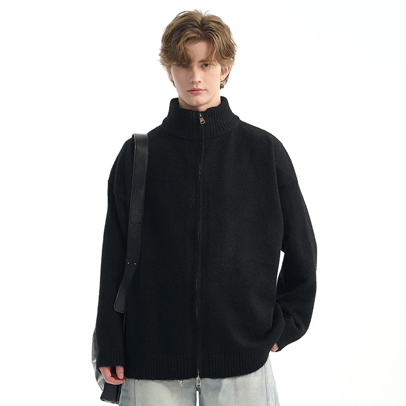 

2025 New cardigan sweater, loose and versatile knitted sweater, autumn and winter top, semi-high neck fashionable coat