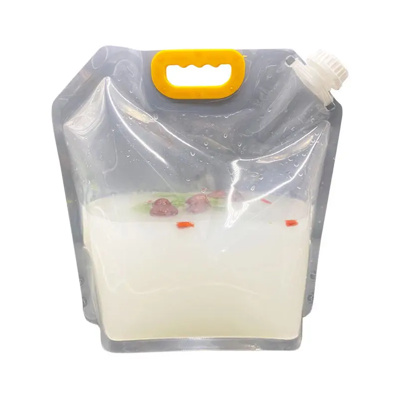 1.5/2.5/5L Foldable Beer Bag Transparent Stand-Up Plastic Juice Milk Packaging Bag Outdoor Camping Hiking Portable Water Bags