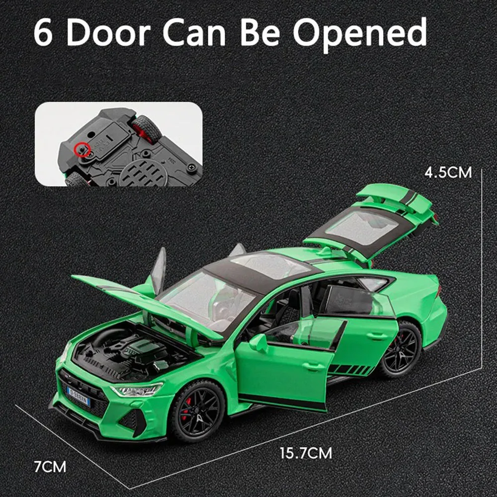 Rs6 rs7合金車モデルミニチュアトイミニチュアおもちゃサウンドライトホイールプルバック車子供のためのおもちゃフェスティバルギフト1:32スケール