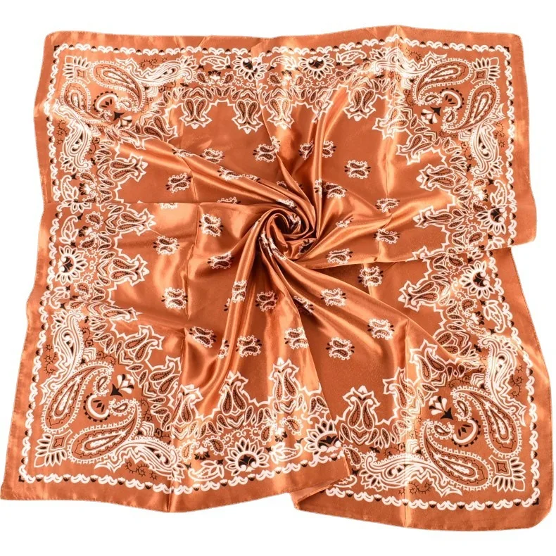 Silk Scarf for Women 90*90cm Color Dingcashew Flower Neckerchief Fashion Female Shawl summer Hijab Headband Neckerchief Wraps