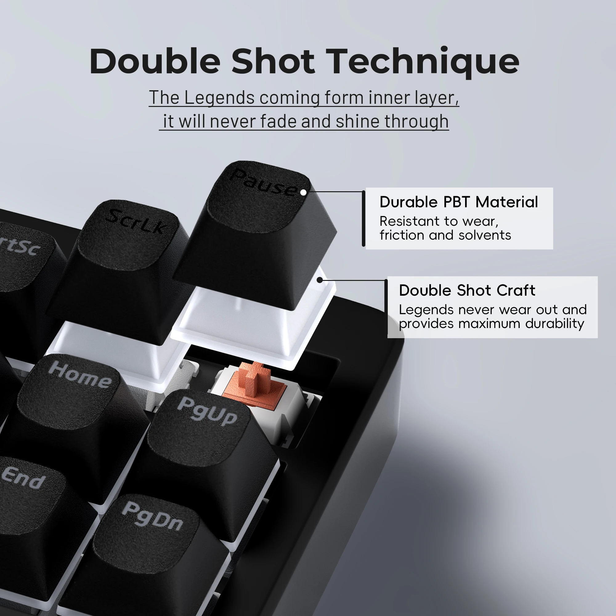 XVX Black Horizon Line Pudding Keycaps Double Shot Shine Through PBT Key Cap Set  for Mechanical Keyboard 117 Keys Keycaps