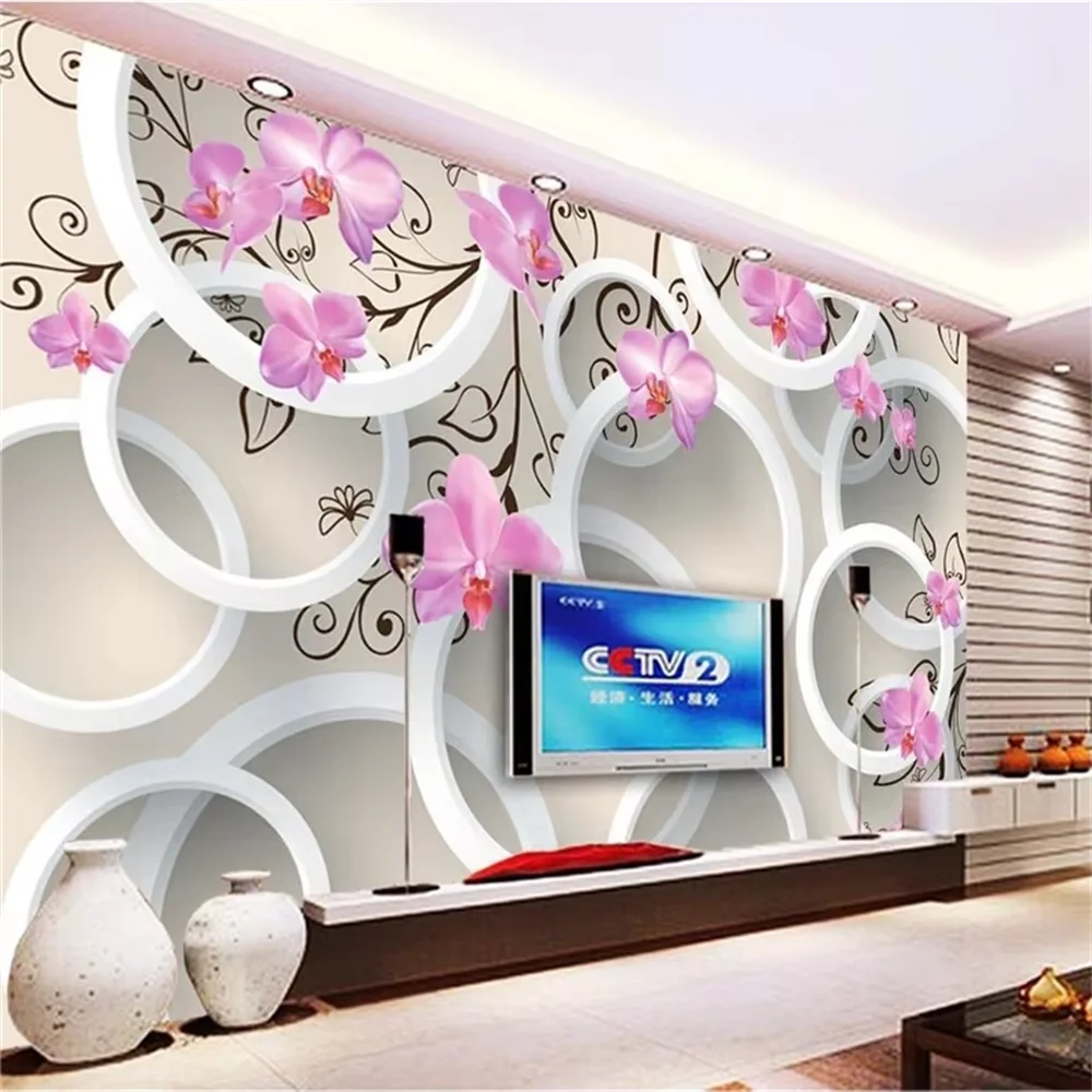 beibehang daydream simple personality flower 3D circle wallpaper bedroom living room sofa TV wall background wallpaper murals