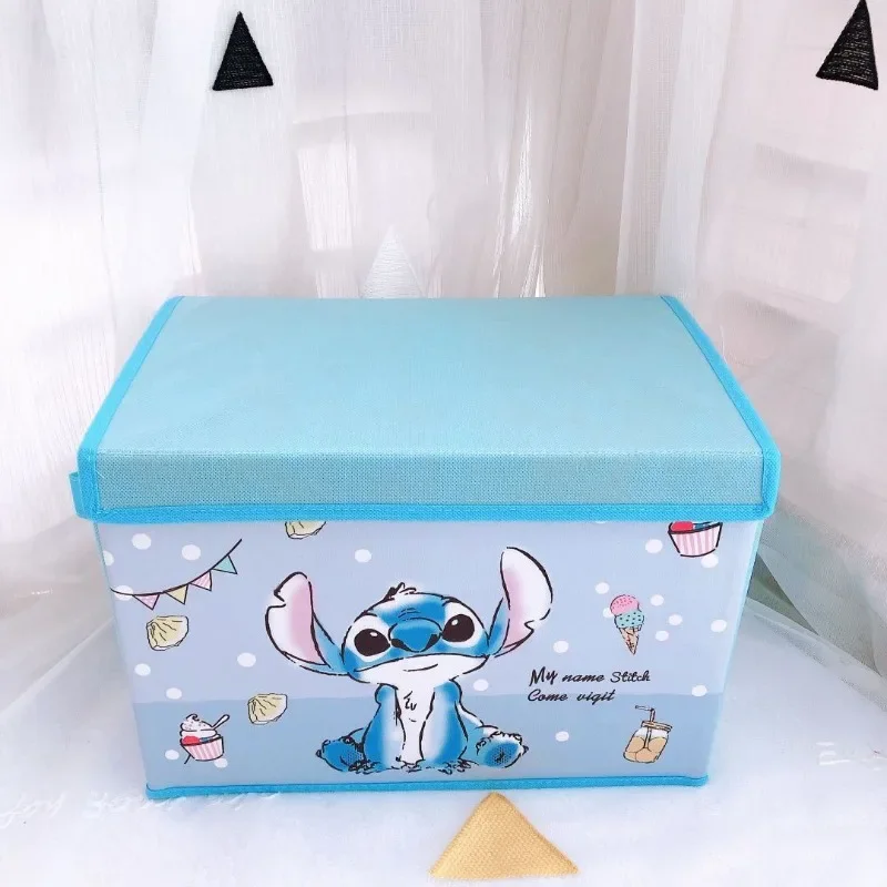 ديزني غرزة أنيمي صندوق تخزين قابل للطي متعدد الوظائف سلة تنظيم مكتب غرفة نوم صندوق تخزين ملابس صندوق تنظيم الطفل