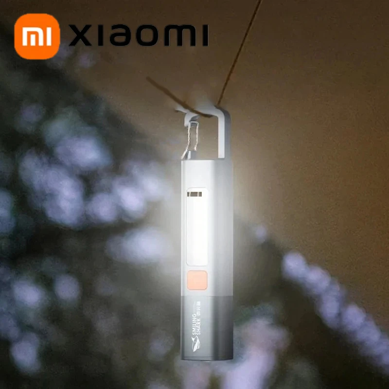 XIAOMI Portable LED Flashlight USB Rechargeable With Hook Zoomable Torch Outdoor Camping Hiking Long-range Emergency Lantern NEW