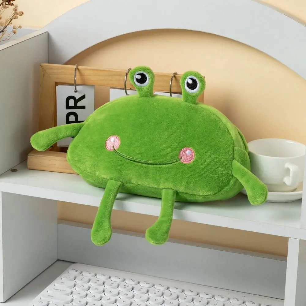 

Cosmetic Pouch Funny Green Frog Pen Bag Desktop Organizer Pencil Holder Pencil Cases Plush Large Capacity Pencil Bag