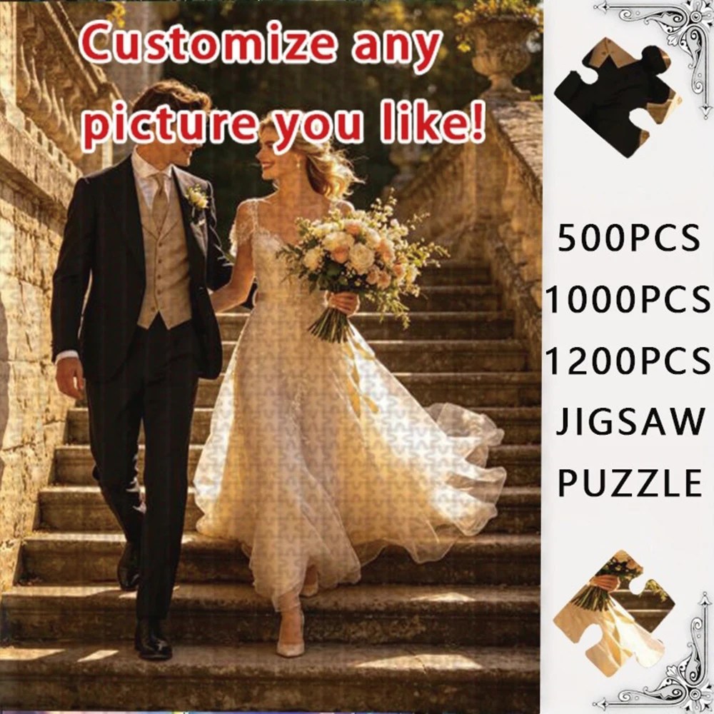 35/300/500/1020pcs Personalized Custom Photo Puzzle Wedding Photos DIY Toy Decoration Collectiable Gift Present Christmas