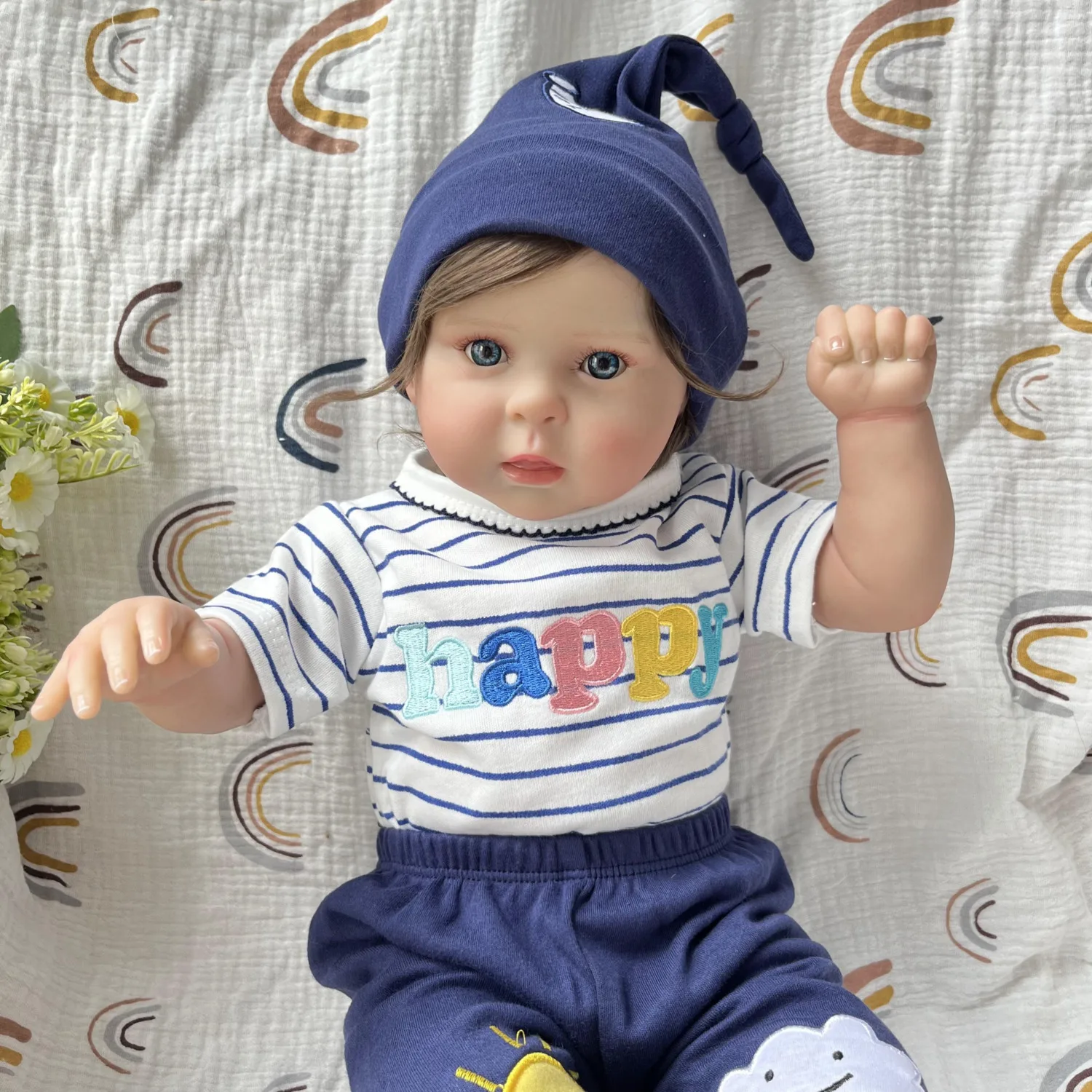 BZDOLL 50 CM Realistyczna Lalka Reborn z Materiału, Ciało z Tkaniny, Zabawka dla Dzieci, Skóra 3D, Księżniczka, Lalka Niemowlę, Uroczy Prezent Urodzinowy