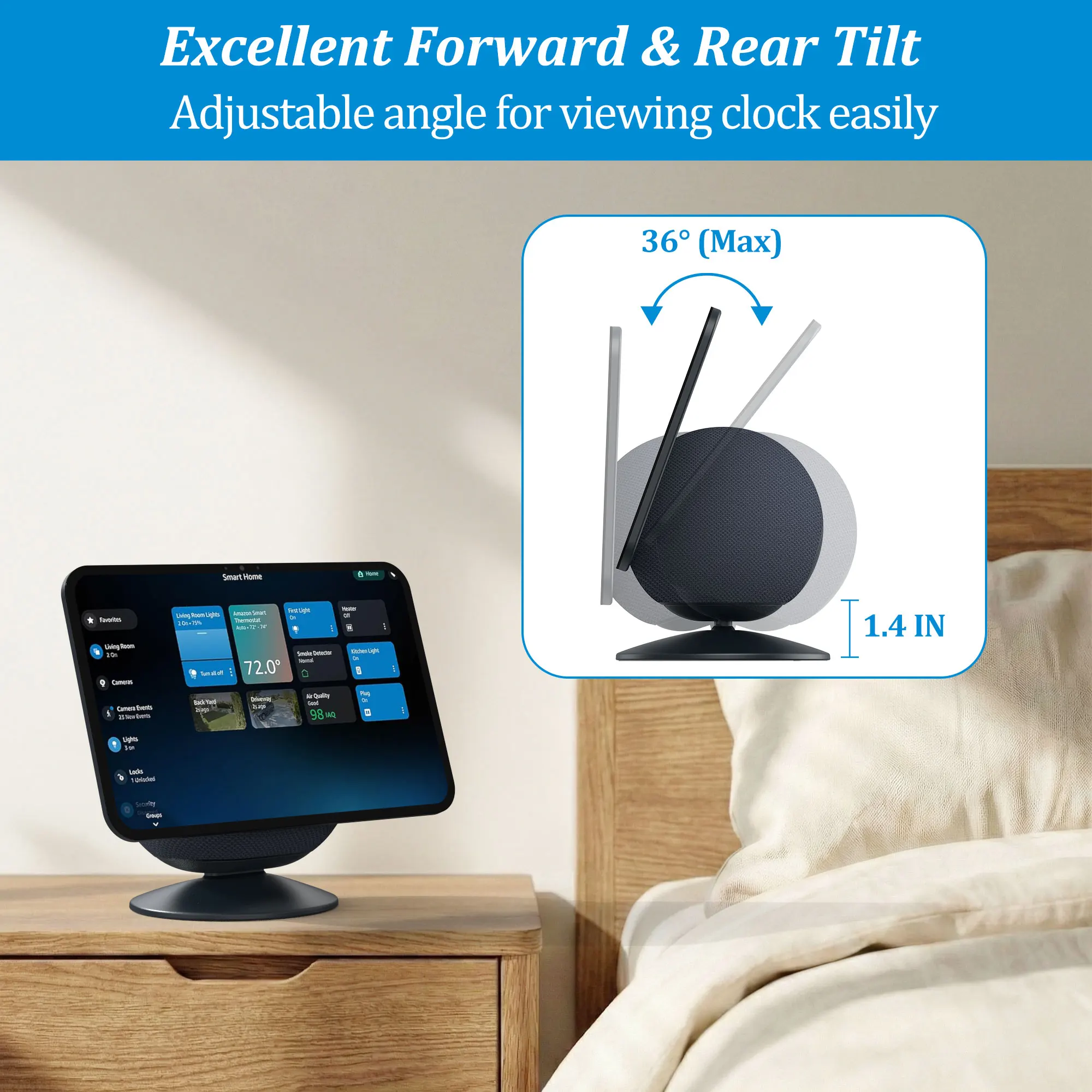 PlusAcc Echo Show 8 (3rd Generation) Stand - Adjustable Stand with Tilt Function and Non-Slip Base Compatible with iPhone Models(Black PlusAcc Echo Show 8 (3rd Generation) Stand - Adjustable Stand with Tilt Function and Non-Slip Base Compatible with iPhone Models(Black