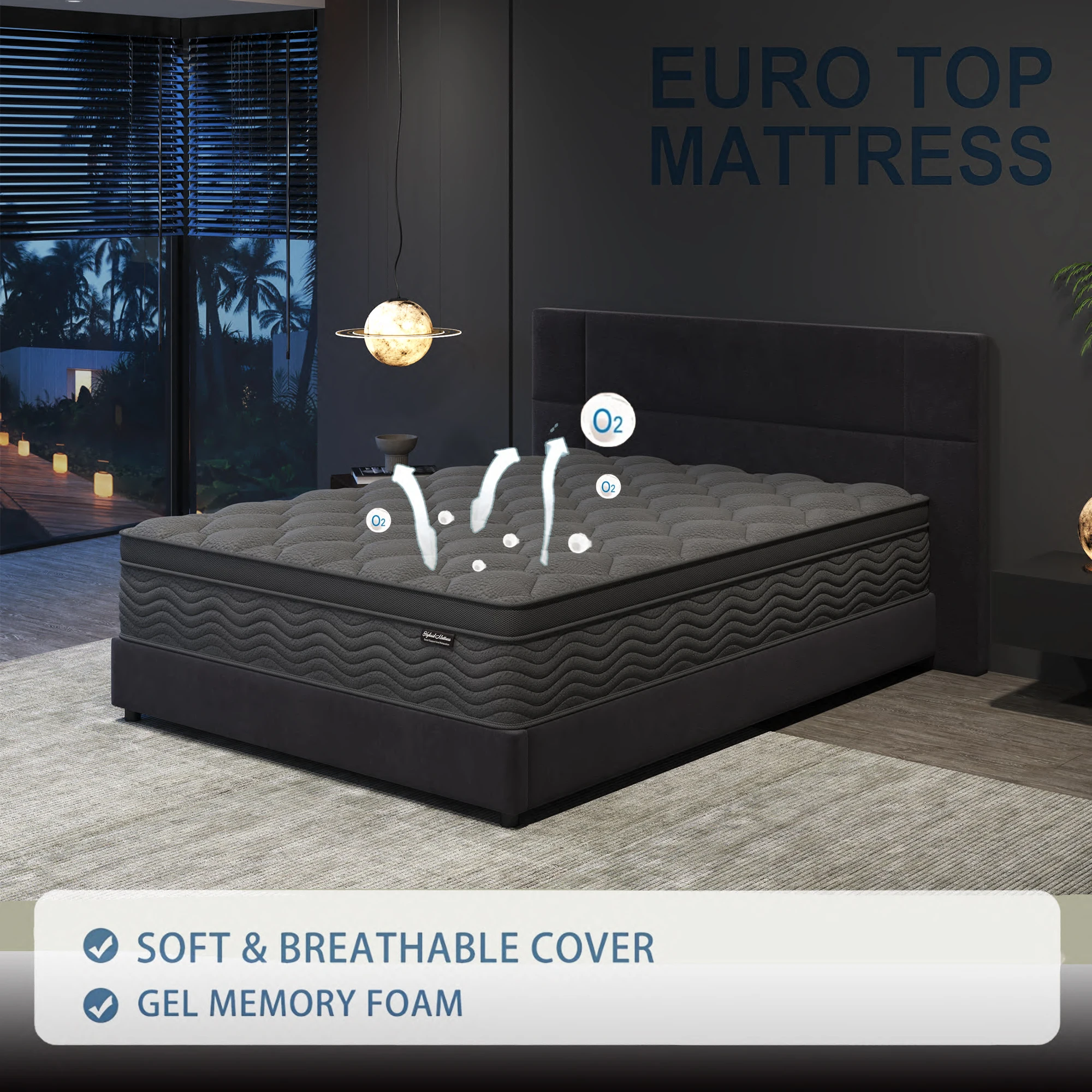 Firm King Mattress 12 inch -Premium Hybrid Mattress in a Box with Back & Lumbar Support, Pocket Spring Bed for Motion Isolation