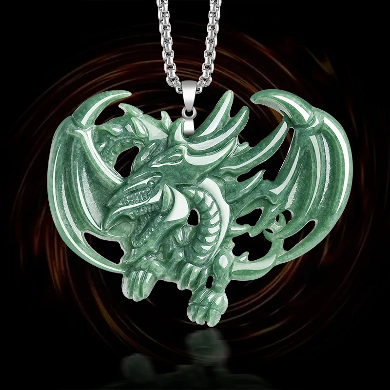 

Game King Sky Dragon 3D Natural Jade Bean Green Pendant Ice Seed Jadeite Anime Style Jewelry Souvenir Drop Shipping