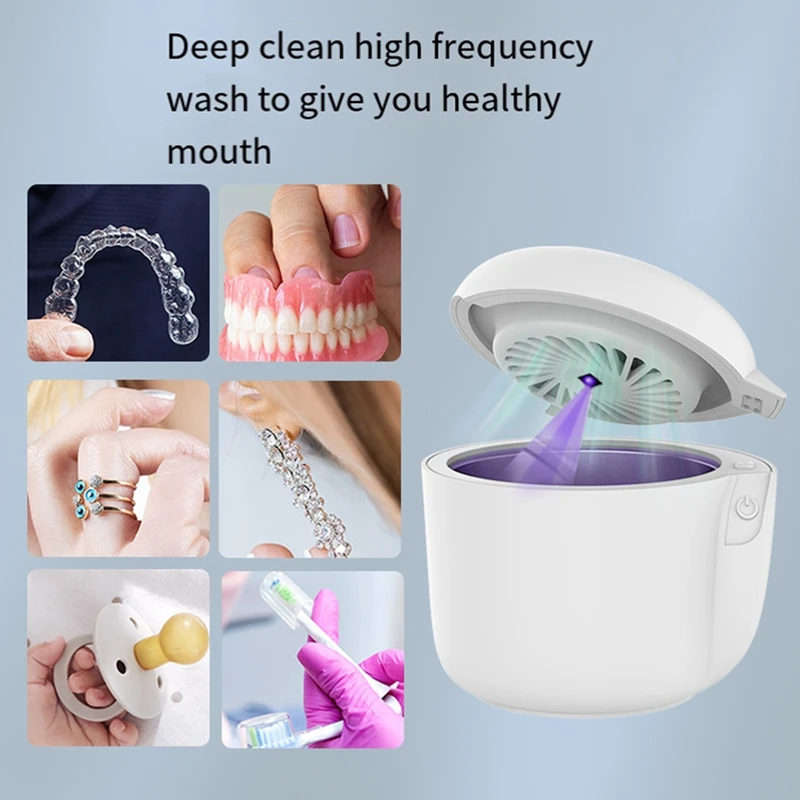 Ultrasonic Jewelry  Cleaner Household Cleaning Machine Timer Immersion Washer For Ring Watches Denture Durable Easy To Use