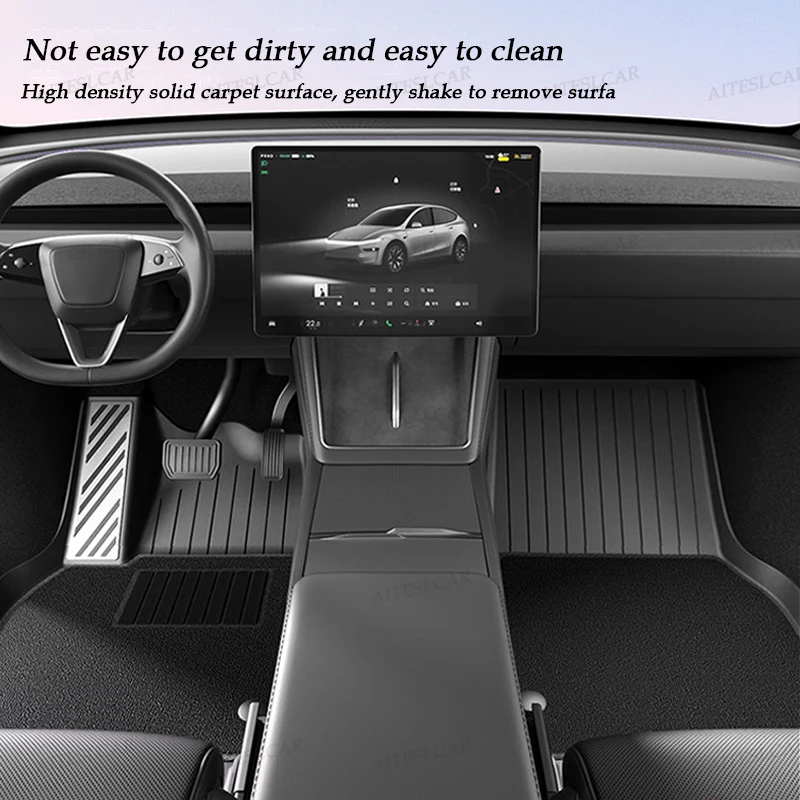 For Tesla Model Y L Launch TPE Car Floor Mats With Metal Pedals Luggage Trunk Mat Set Four Seasons Waterproof Anti-S Accessories