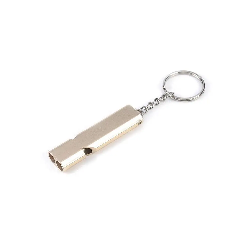 Hot Outdoor Camping Hiking Double-Frequency Emergency Survival Aerial Aluminum Alloy Whistle Keychain Accessory Sport Team Gifts