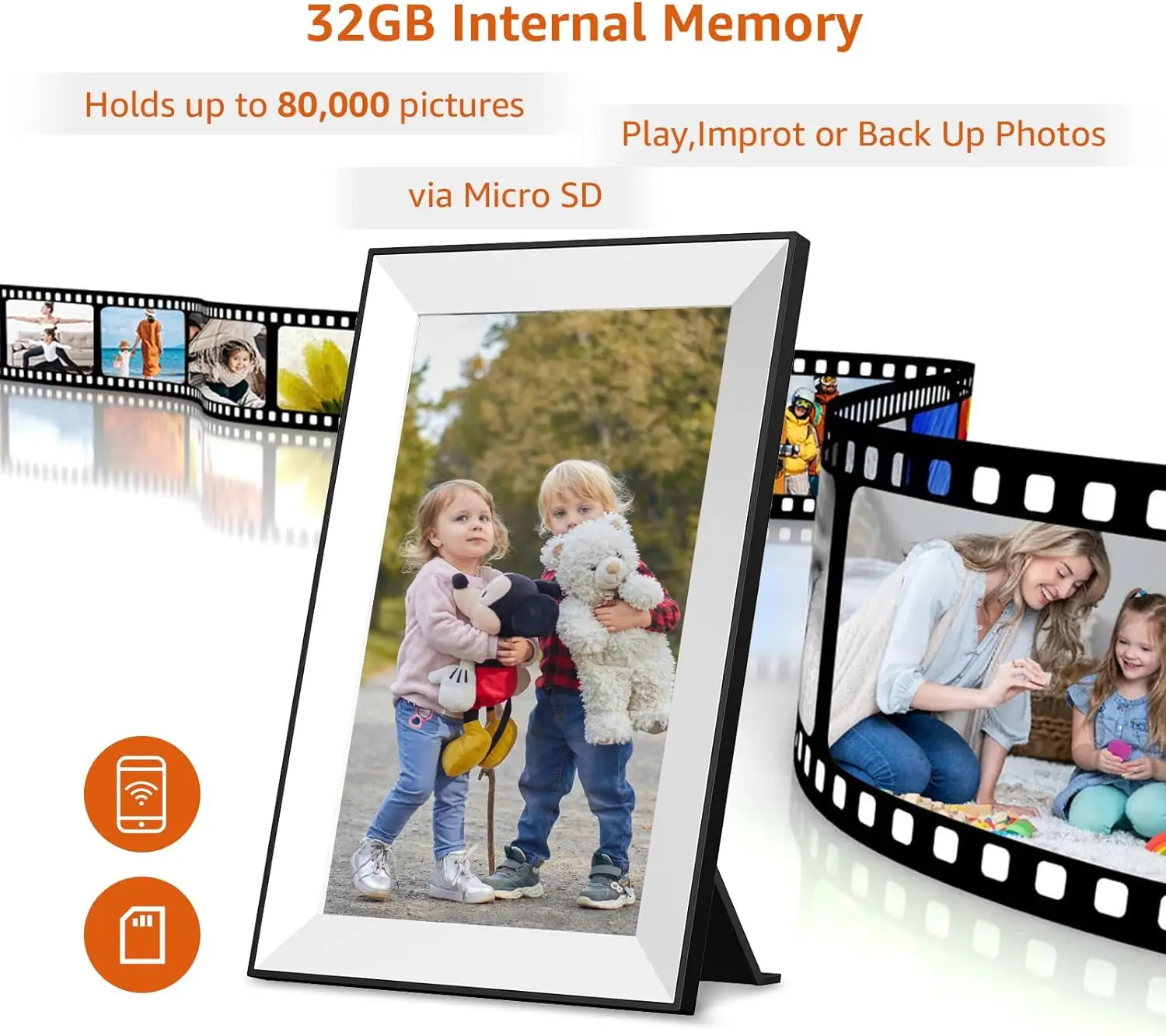 Marco de imagem digital frameo wifi foto digital com 10.1 Polegada 1280x800 ips tela sensível ao toque 32gb rotação automática Pohto/vídeo para presente