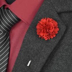 13 Color Handmade Men's Brooches Floral Lapel Pin for Men Suit Long Needle Fabric Flower Brooch Pins for Wedding Fashion Jewelry