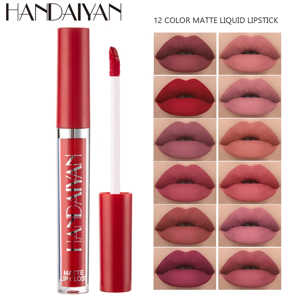 

Waterproof Liquid Lipsticks Lip Makeup Matte Velvet Lipstick Lip Gloss Red Sexy Cosmetic Nude 12 Colors Long Lasting Non-marking