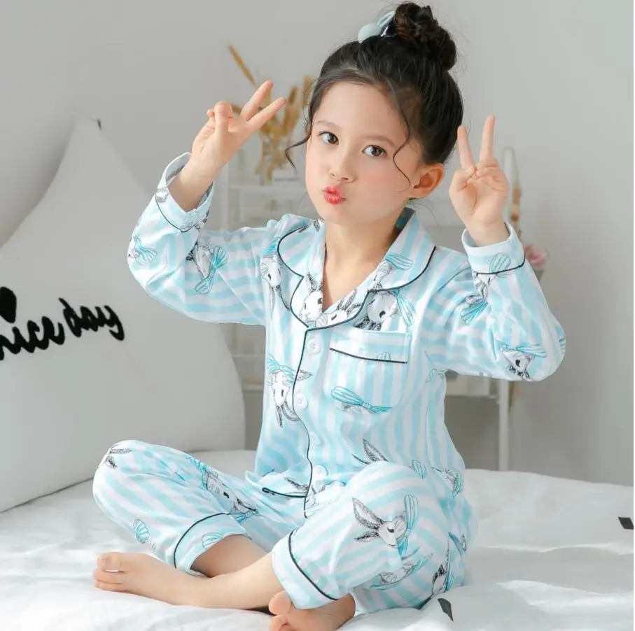 Kids Pajamas 2024 Autumn Spring Girls Boys Sleepwear Nightwear Baby Clothes Animal Cartoon Homewear Sets Cotton Children\'s Pyjam