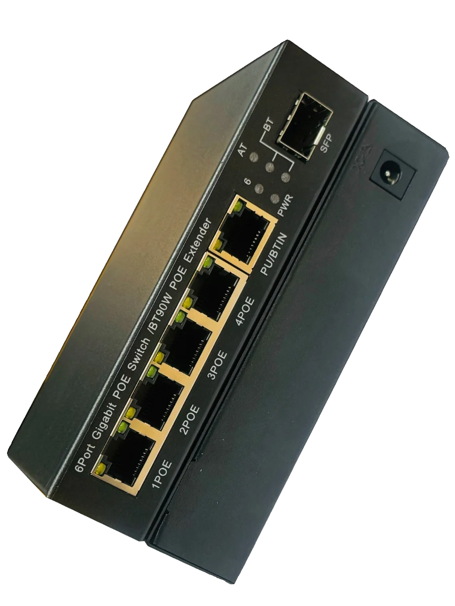 

Оптоволоконный SFP 6-портовый гигабитный коммутатор высокой мощности BT90W POE POE++ Базовая станция для мониторинга питания BT POE