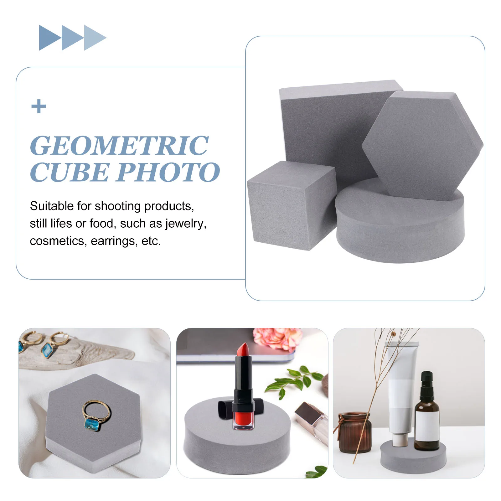 

4pcs Geometry Shooting Props 5 5 Cube 10 4 Rectangular 10 3 Grey Cylinder 9 2 Grey Hexagon Photo Product Photography Foams Cube