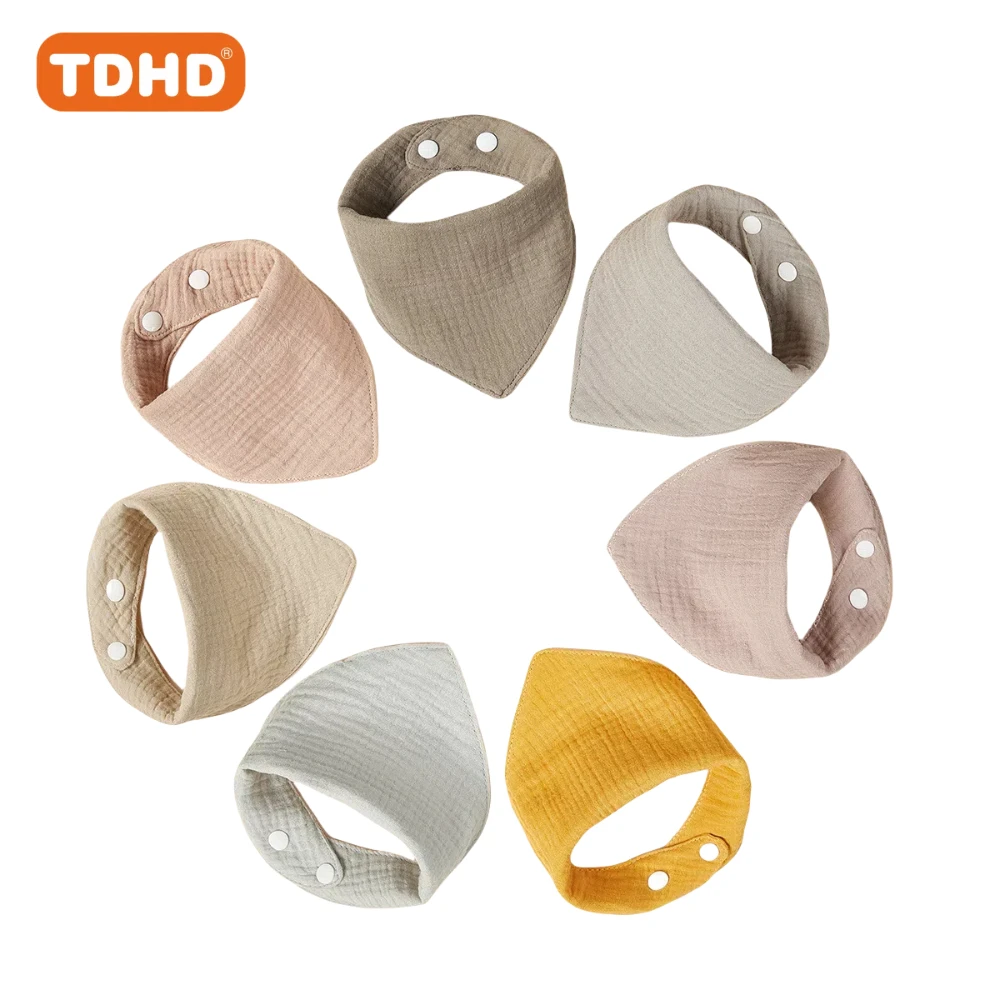 Bavoirs pour bébé TDHD 7 pièces, bavoirs doux, absorbants pour bave et manger avec fermeture à bouton, couleurs mélangées, idéaux pour les nourrissons et les tout-petits, | Solide