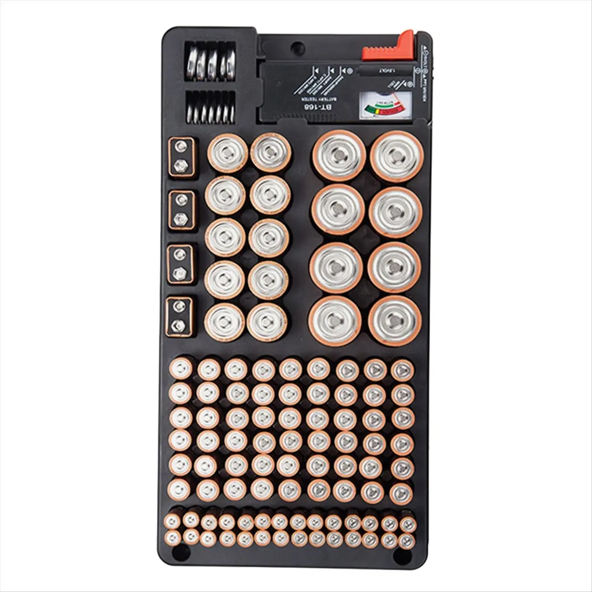 T35C Battery Storage Box Organizer Holder with Digital Display and Tester for Battery Level Check for AAA AA C D 9V
