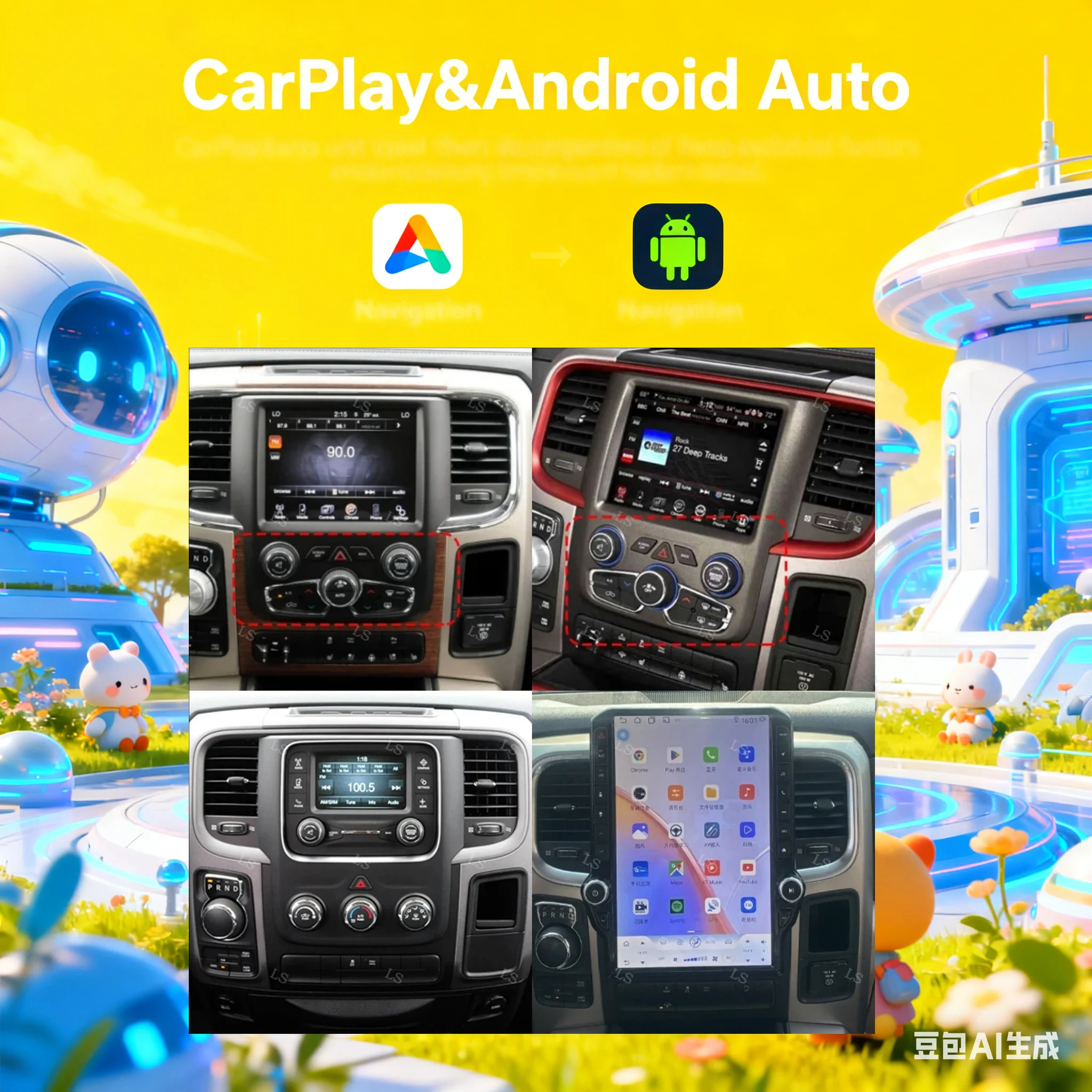 

14.5 Inch Android Car Radio For Dodge RAM 1500 2500 2013-2018 Multimedia Video Player GPS Navigation Stereo GPS WiFi Carplay