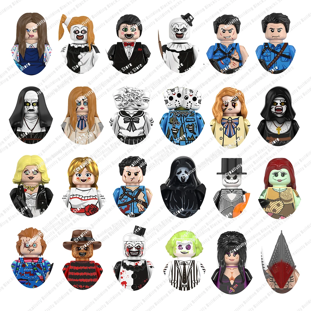 Novo homem abóbora bruxa vampiro mini 3d diy figuras dos desenhos animados de halloween modelo bloco de construção brinquedos presentes aniversário das crianças meninos