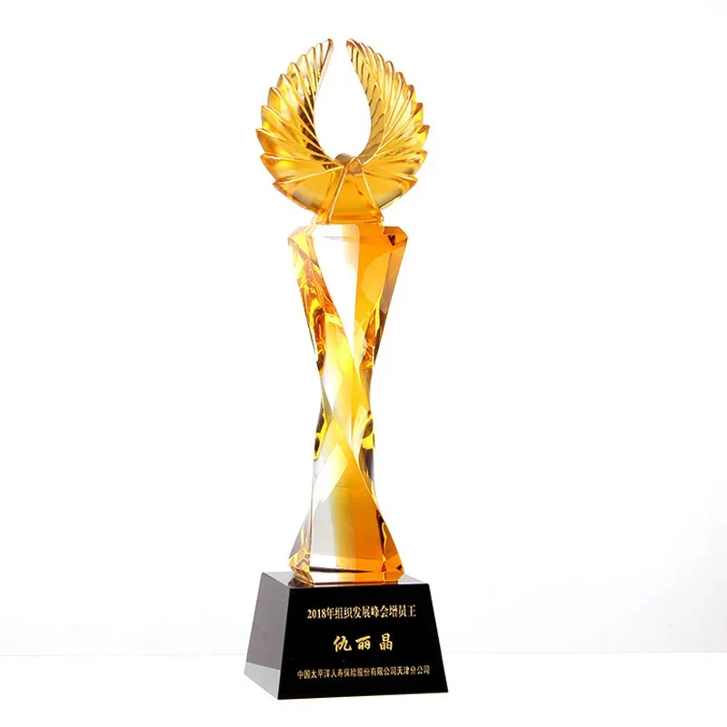 Customized Colored Glaze Craft Trophy, High-grade Crystal, Excellent Staff Annual Meeting Event Award, Home Decoration, New, 1Pc