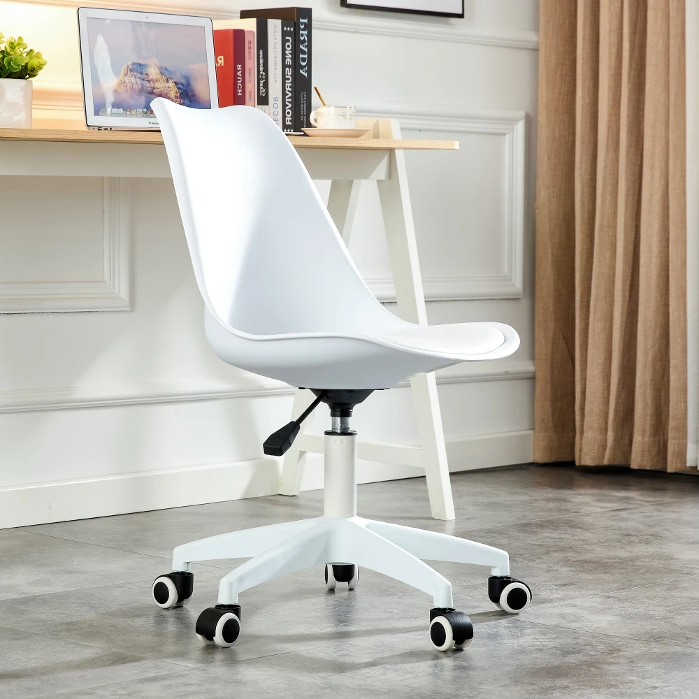 Modern Home Office Desk Chairs, Adjustable 360 °Swivel  Chair Engineering  Plastic Armless Swivel Computer  Chair With Wheels