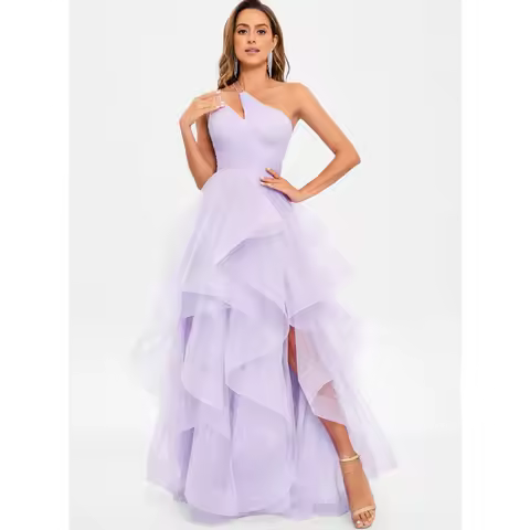 Mina Slanted Shoulders Luxurious Women's Evening Dresses for Special Occasions Customized Backless Elegant Party Dress Layered