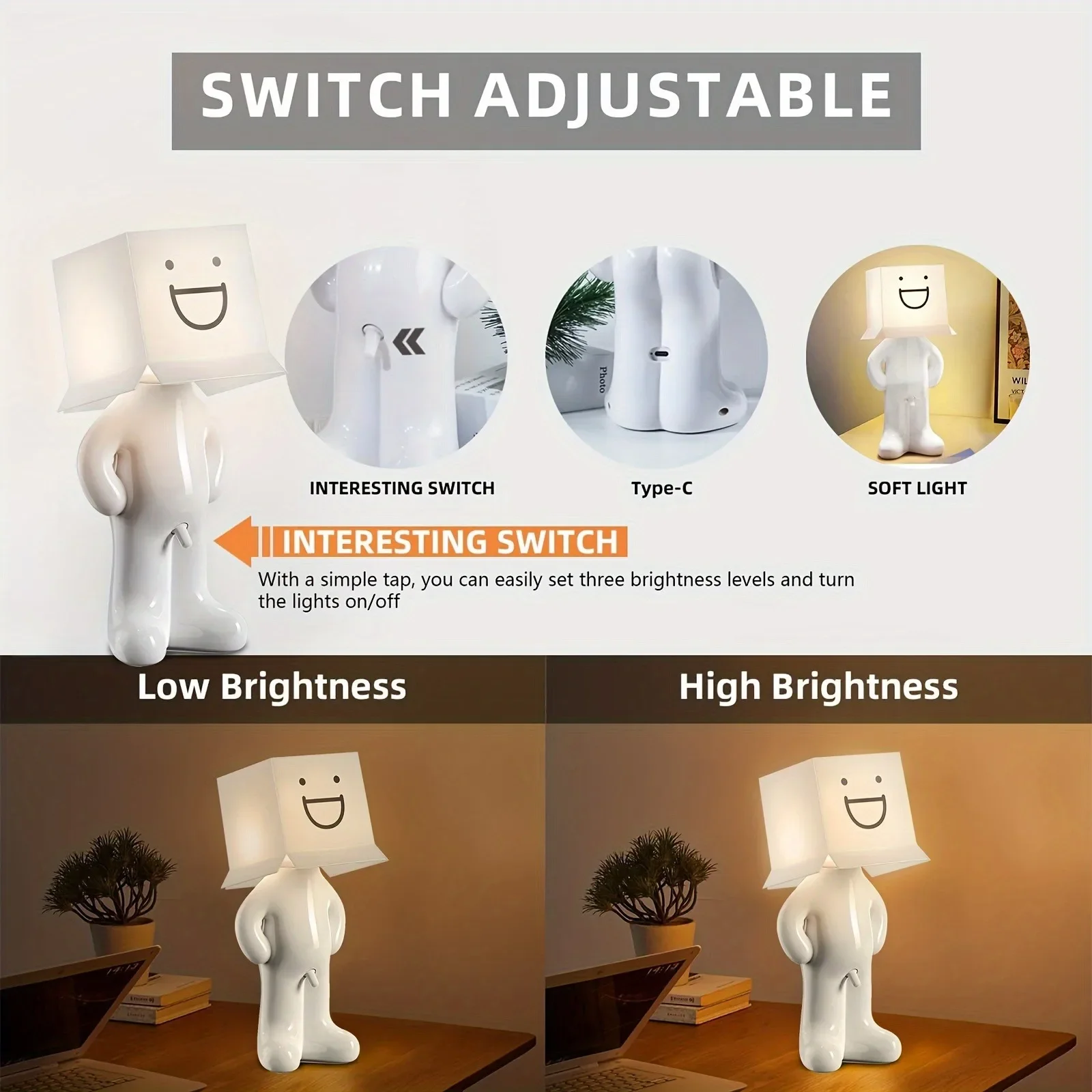 Table Lamp USB Plug Claeted Naughty Boy Creative Unique LED Pleats Reading Lighting Bedroom Bedside Night Light Children's Gift