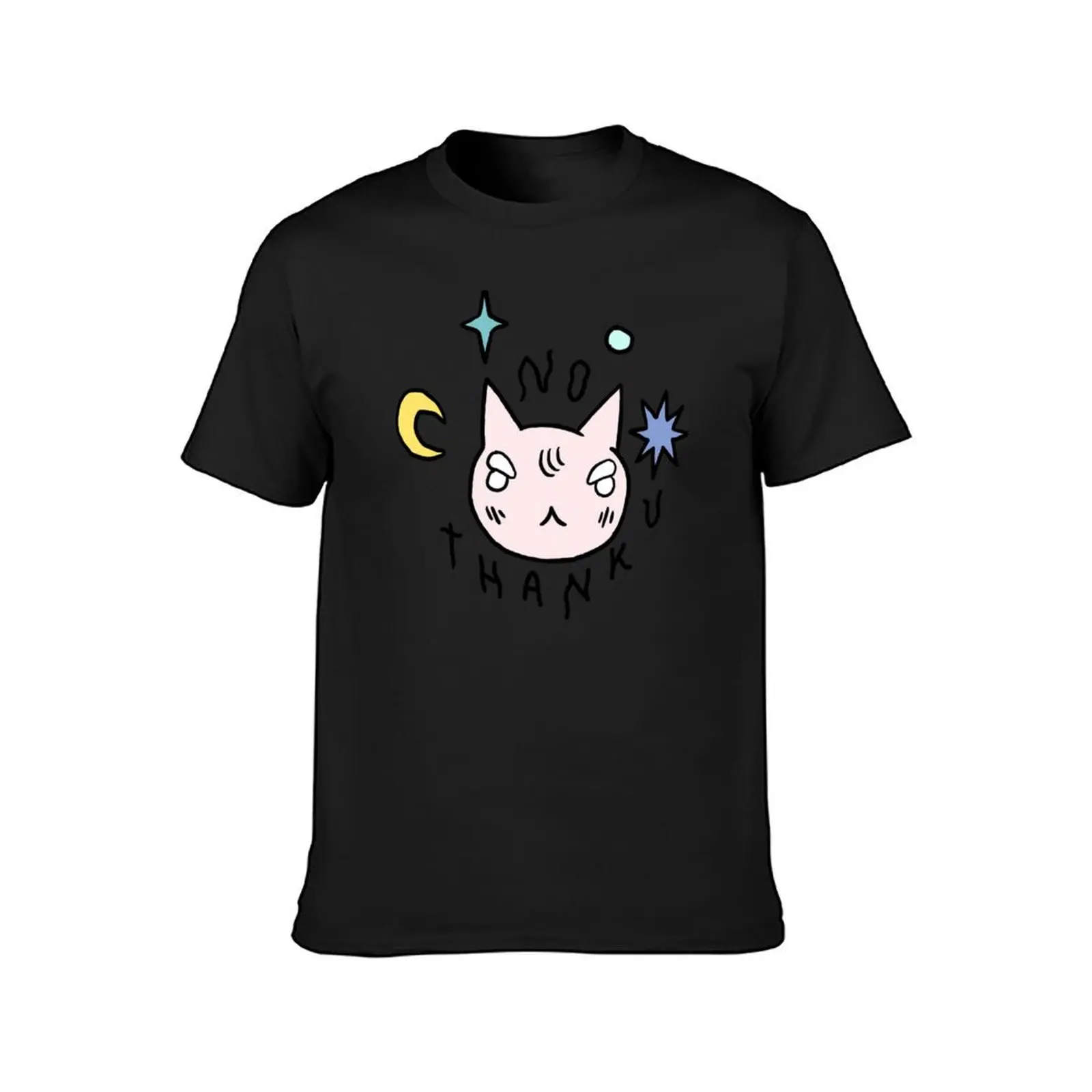 No Thank You Cat T-Shirt korean fashion Aesthetic clothing tops mens t shirt graphic