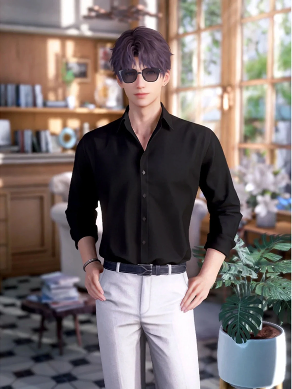 

Casual Black Long Sleeve Shirt Summer Men's Style Korean High-End Feeling Light Outerwear Pure Color Shirt Loose Fit Trendy