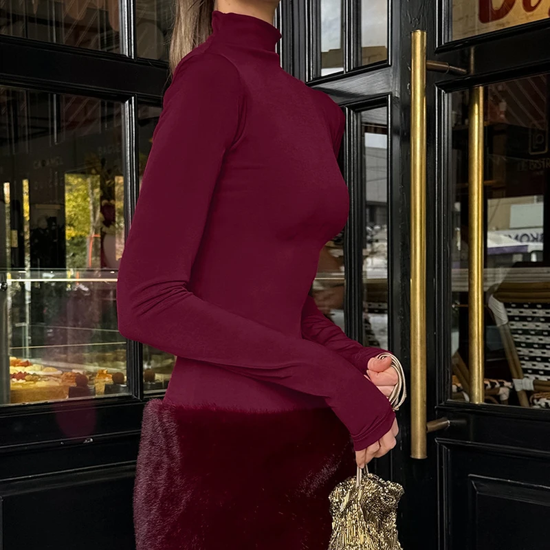 الخريف الشتاء النبيذ الأحمر سليم تقسم الفراء فستان قصير أنيق عالية طوق كم طويل التفاف الوركين فستان مزاجه التنقل