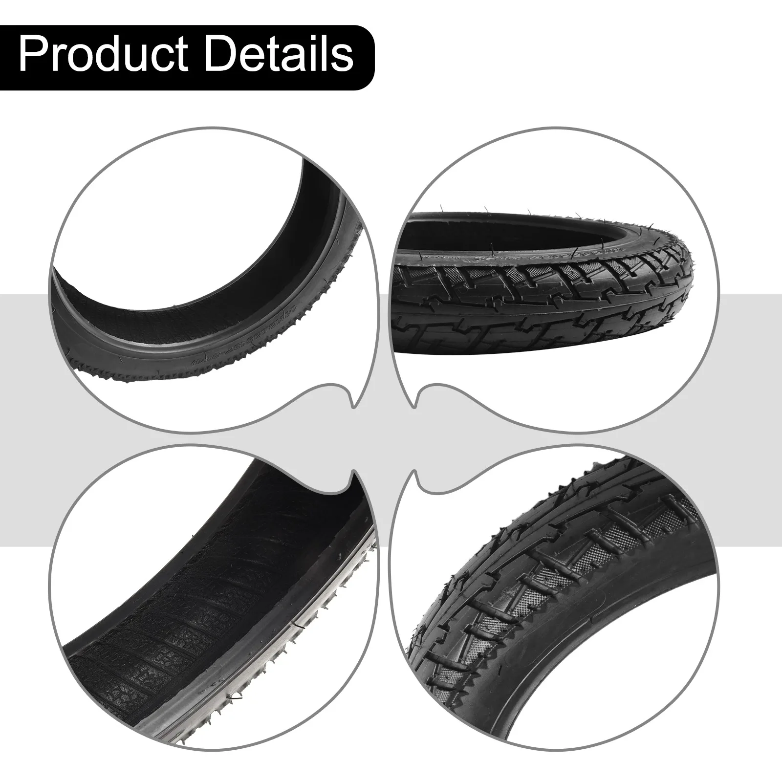 Tubeless Tire Electric Bike Tyre Black Rubber 14 Inch 14x2 125 57 254 355 58mm Repair Spare Accessories Replacement