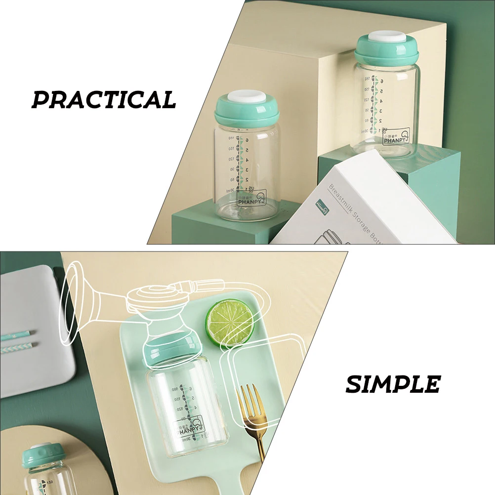 

2 Pcs Breast Milk Storage Nursing Container Wide Size Feeder Glass Mouth Feeding Baby