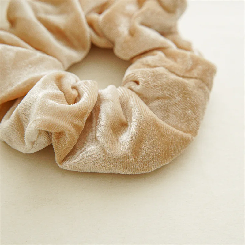 Frauen Einfarbig Scrunchies Vintage Korallen Samt Haarband Für Mädchen Pferdeschwanz Halter Gummibänder Elastische Haar Krawatten Zubehör – Detail 10