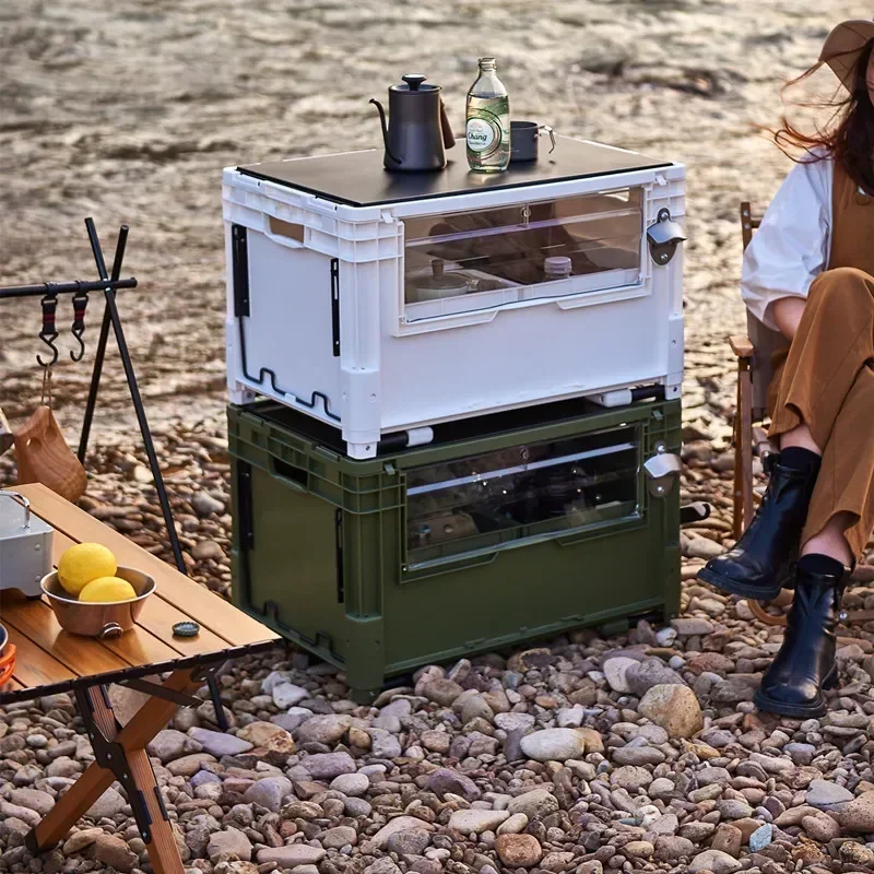 Premium Camping Car Storage Box Portable Storage Box with Handle with Straw Outdoor Survival Retractable