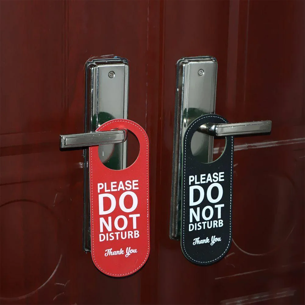 2 Pcs Do Not Disturb Please Knock Sign For Hotel Meeting Bar Mall Leather Hanging Warn Ornament English Version Prompt Boards