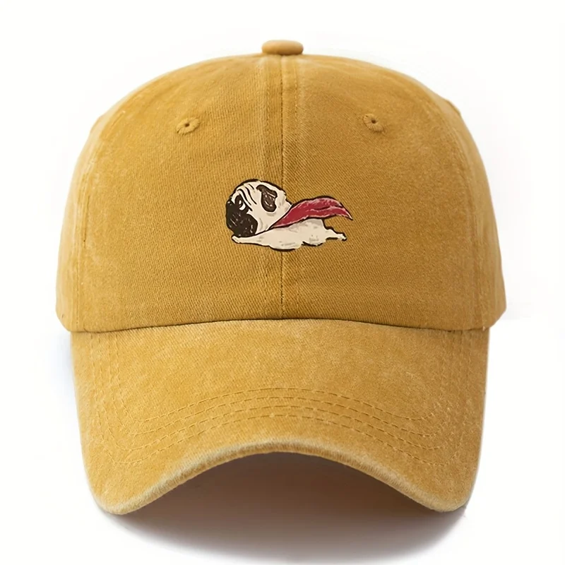 

Dog pattern printed baseball cap with retro style camping travel duckbill cap suitable for men and women