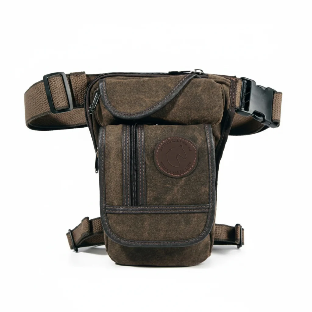 Motorcycle Drop Leg Bag Men Canvas Waist Bag Multi Pocket Riding Fanny Pack Outdoor Travel Hip Bag Cycling Thigh Bag view 6