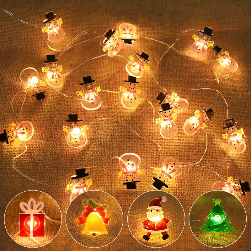 2M Snowman Santa Claus Snowflake LED String Light Garland Xmas Tree Christmas Decoration For Home Navidad Natal New Year Gift