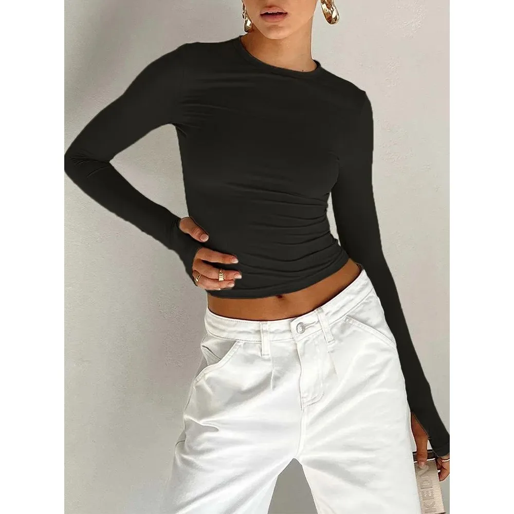 

Faion Women's Long Sve Crew Ne Slim Fit T-irt in Other Material L Size Ladies Top Casual Comfortable Sle