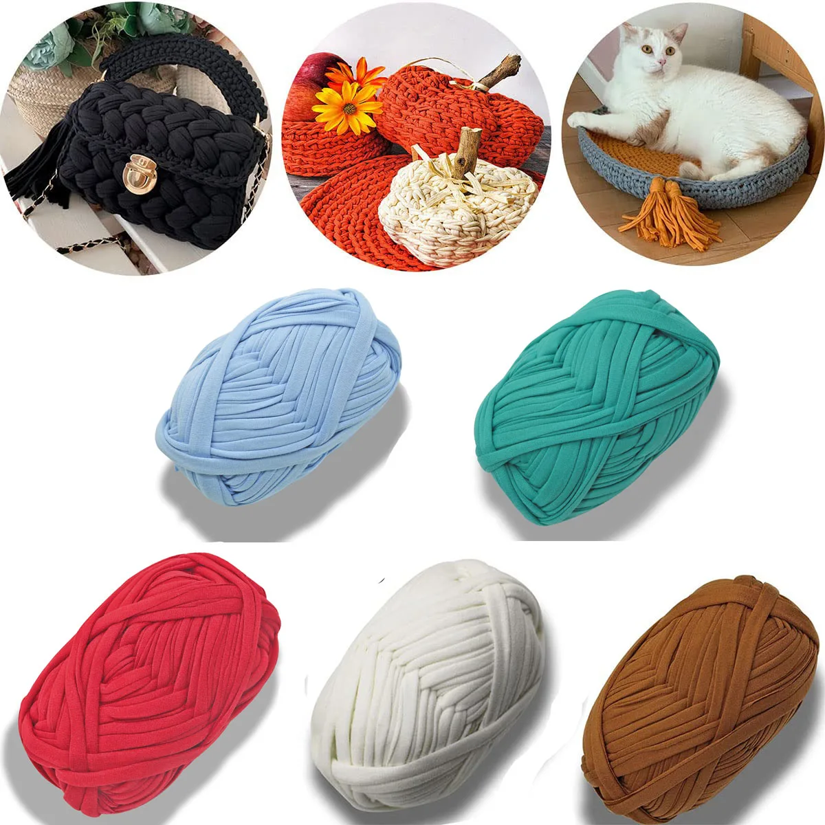 100 g T-Shirt-Garn, elastischer Stoff, Häkeltuch-Garn, DIY-Stricken, dickes Strickgarn für Hand, DIY-Tasche, Decke, Kissen, Heimdekoration