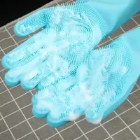 Dish Washing Sponge, 1 Pair, Rubber Scrub Gloves for Kitchen Cleaning, Silicone Dishwashing Scrubber