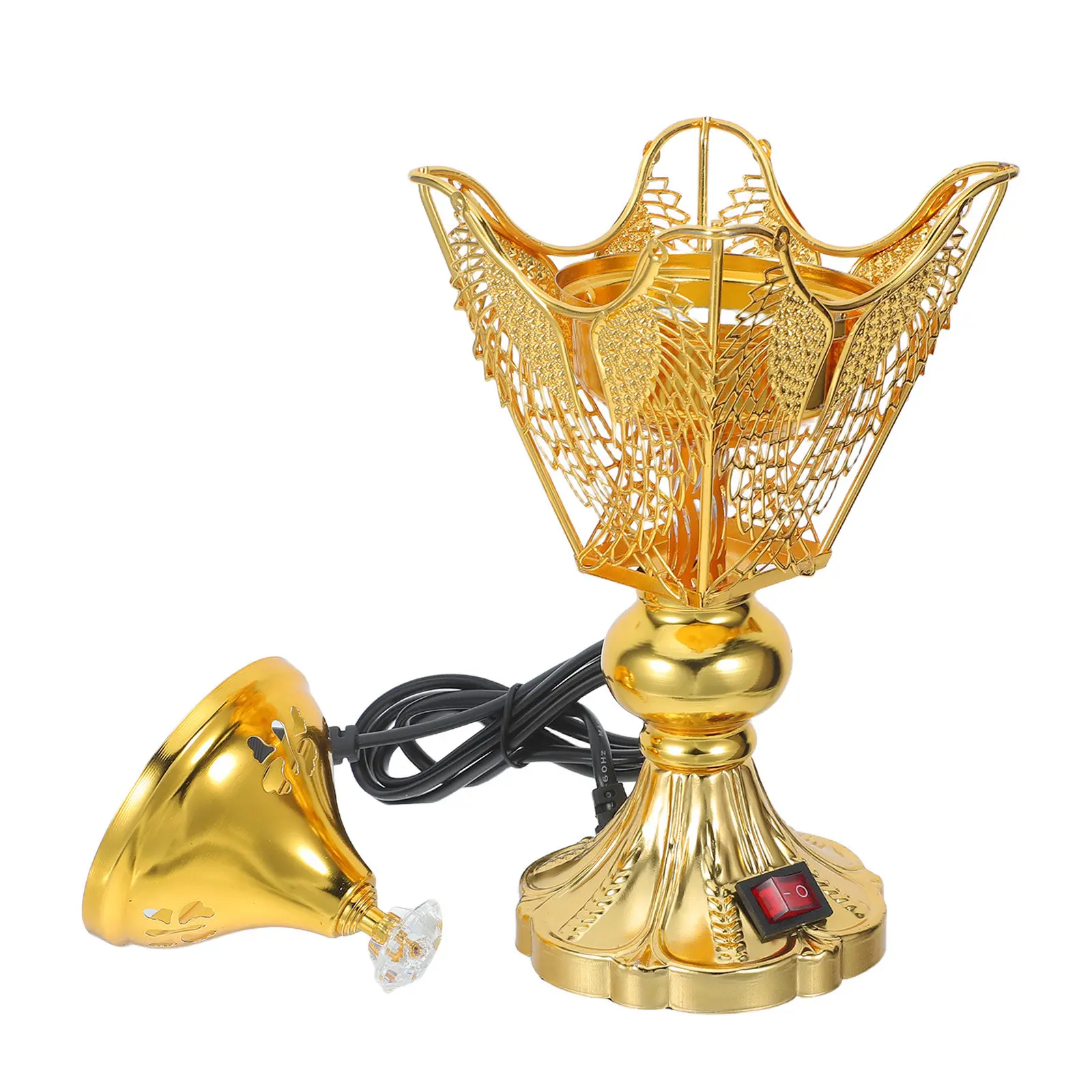 Electric Bakhoor Incense Burner 9 Inch Metal Oud Resin Frankincense Burner Plug in Middle Eastern Censer for Home Yoga