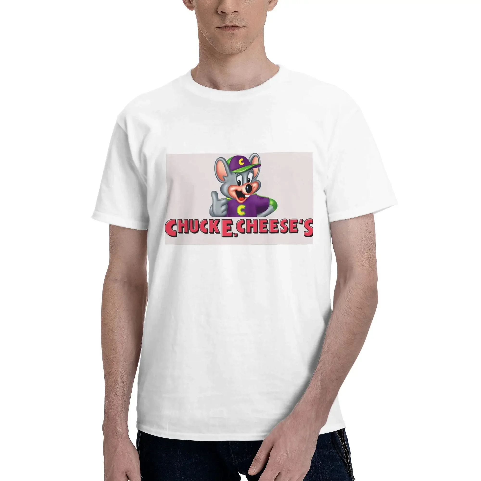 Chuck E Cheese 100% Cotton T-Shirt Men's Oversized T Shirts Men Crew Neck Short Sleeve S-6XL