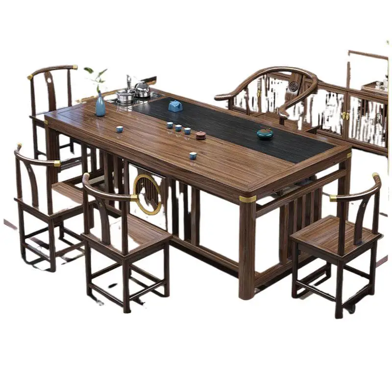 

New Chinese tea table and chair combination, solid wood home office balcony integrated kung fu tea table