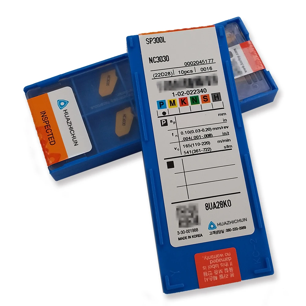 HUAZHICHUN 10pcs SP300L NC3030 카바이드 그루빙 인서트 다층 코팅 CNC 선반 카바이드 인서트 선반 그루빙 C 용 커터